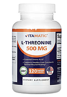 Vitamatic, L-Threonine, L-треонин 500 мг , 120 растительных капсул