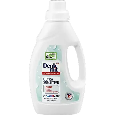 Гіпоалергенний гель для прання Denkmit Ultra Sensitive для кольорових тканин, 750 мл (13 прань), фото 1