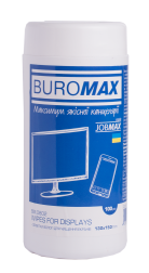 Серветки для чищення екранів, моніторів і оптики, JOBMAX, вологі, 100 шт. у пласт.тубі