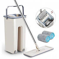 Набор для уборки швабра лентяйка с ведром Scratch Cleaning Mop / Ведро со шваброй