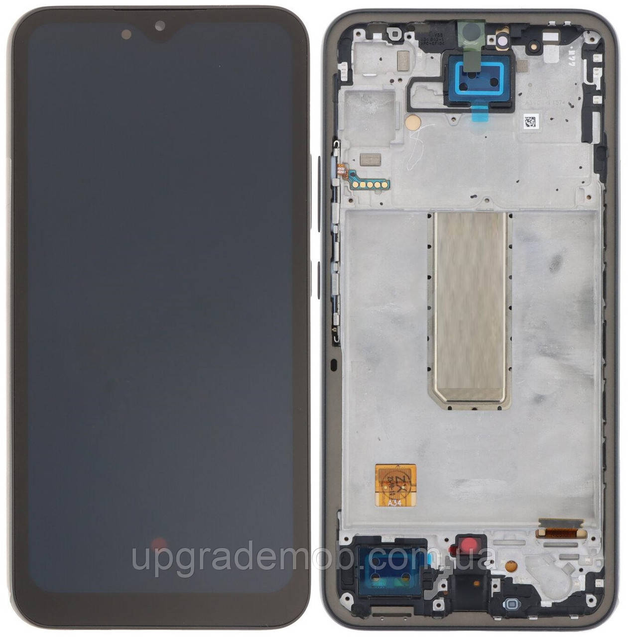 Дисплей модуль тачскрин Samsung A346 Galaxy A34 чорний OLED з рамкою сірого кольору Graphite