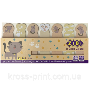 Закладки паперові GREY CAT, з клейким шаром, 68x20 мм та 65x18 мм, 7 диз. по 20 арк., KIDS Line, фото 1