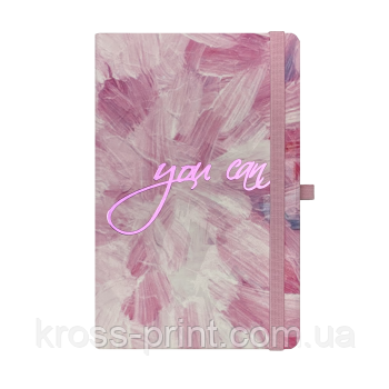 Книжка записна INFINITY, на гумці, 136х207мм, 96 арк., кліт., офсет крем., тв.лам.обкл., рожева