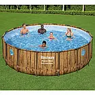 Каркасний басейн Bestway Дерево 56725 (488х122 см) з картриджним фільтром, сходами та тентом, фото 4