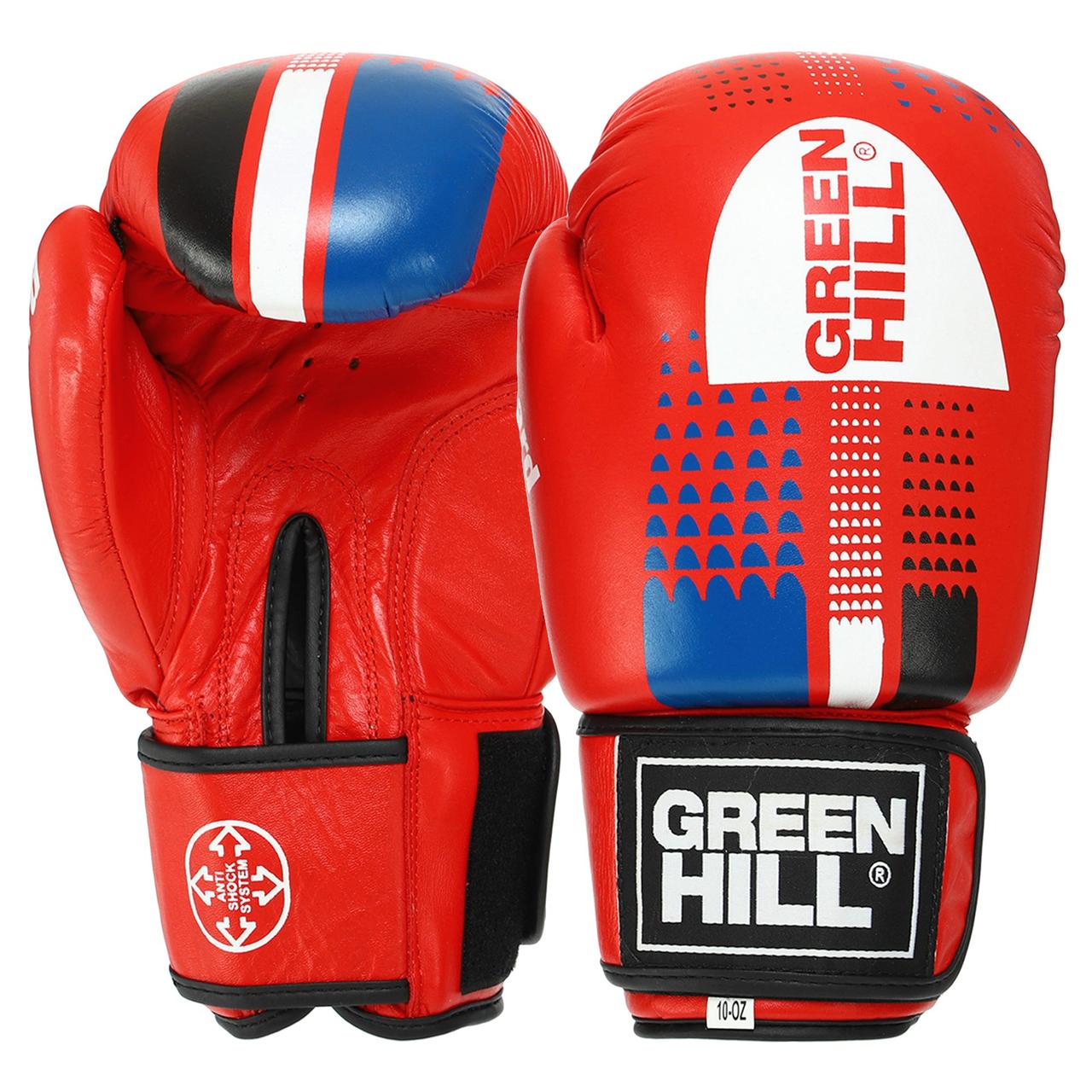 Шкіряні боксерські рукавички на липучці GREEN HILL BO-3915 (розміри 10-14 унцій)