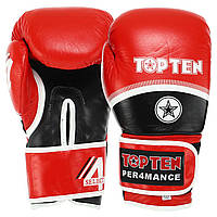 Кожаные боксерские перчатки на липучке TOP TEN PERFORMANCE TOP-041 (размеры 10-14 унций унций)