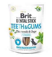 Лакомства для собак Brit Dental Stick Teeth & Gums здоровые десна и зубы, ромашка и шалфей, 7 шт, 251 г l