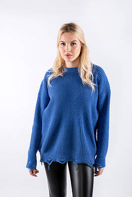 Жночий джемпер з рваностями синій 62016 ONE SIZE (2000000120836)
