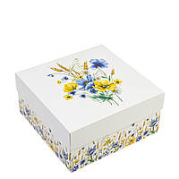 Подарункова коробка 195х195х95 "Квіти" біла