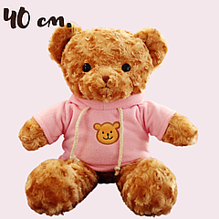М'яка іграшка плюшевий Ведмедик в рожевому худі каракулевий Masyasha 40см Колір Коричневий KMHК-01