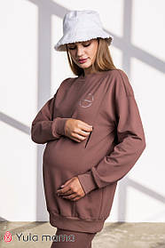 Оверсайз світшот - туніка для вагітних і годуючих мам з секретом годування Mriya light розмір S Юла Мама Коричневий