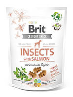 Лакомства для собак Brit Care Dog Crunchy Cracker Insects для чувствительного пищеварения, насекомые, лосось и