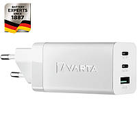 Высокоскоростное зарядное устройство Varta High Speed Charger 65W технология GaN 2 x USB Type C PD, 1 x USB QC