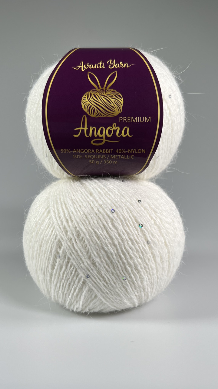 Пряжа Angora Premium EF - 10/101 білий з сріблястою паєткою