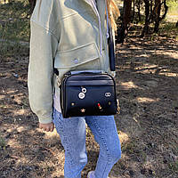 Крутая женская мини сумочка клатч, женская сумка черная экокожа помадки для девушки женщины