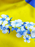 Жіночий платок український, хустка патріотична, платок атласний косинка на голову, хустка жовто-синя 90/90, фото 3