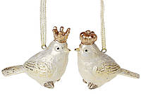 Декоративная подвесная фигурка Птичка в короне, 9.5см, золото, в упаковке 6штук (218-914)