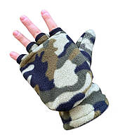 Перчатки варежки флисовые зимние перчатки с утеплителем Камуфляж