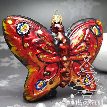 Скляна ялинкова іграшка  метелик  Snegka Poland, фото 2