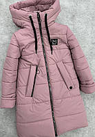 Зимнее пальто-куртка на девочку модель 8, розовый 128