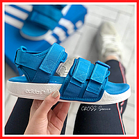 Босоножки женские Adidas Adilette Sandals blue / сандалии Адидас Аделайт синие на липучках