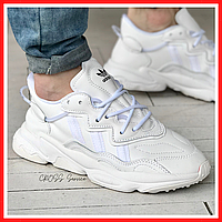 Кроссовки мужские и женские Adidas Ozweego white reflective / Адидас Озвиго белые рефлективные