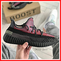 Кроссовки женские и мужские Adidas Yeezy Boost 350 v2 reflective / Адидас изи буст 350 в2 черные 36