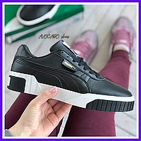 Кроссовки женские Puma Cali bold black / кеды Пума Кали болд черные с белой