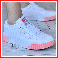 Кроссовки женские Puma Cali bold white / кеды Пума Кали болд белые с розовым