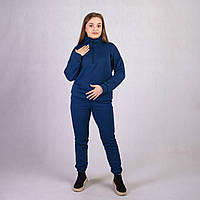Жіночий теплий спортивний костюм "Блискавка-темно синій" р. 42-54