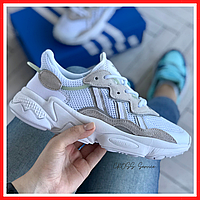 Кроссовки мужские и женские Adidas Ozweego white gray / Адидас Озвиго белые серые