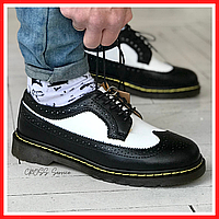 Туфли мужские и женские Dr. Martens low black white / ботинки др. Мартенс низкие черные белые