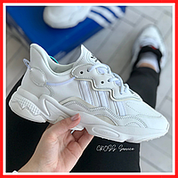 Кроссовки женские и мужские Adidas Ozweego white / Адидас Озвиго белые рефлективные