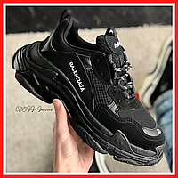 Кроссовки женские и мужские Balenciaga Triple S black / Баленсиага Трипл С черные 41