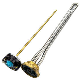 Тен 1200вт з терморегулятором для чавунної батареї, радіатора (1¼" праве різьблення)