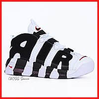 Кроссовки мужские Nike Air More Uptempo white black / Найк аир мор Аптемпо белые черные