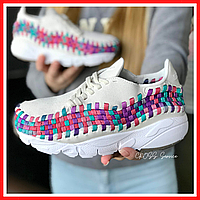 Кроссовки женские Nike Footscape Woven white gray / Найк Футскейп Вовен белые серые