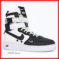Кроссовки мужские Nike SF air Force 1 white black / Найк Спешл Фиелд аир Форс 1 черные белые