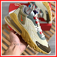 Кроссовки мужские Nike Air Max 270 React Travis Scott / Найк аир макс 270 Реакт Тревис Скотт бежевые