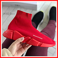 Кроссовки женские Balenciaga Speed Trainer red / Баленсиага Спид Трейнер красные