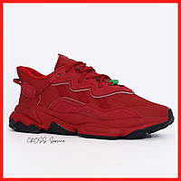 Кроссовки мужские Adidas Ozweego red / Адидас Озвиго красные рефлективные