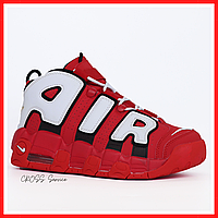 Кроссовки мужские Nike Air More Uptempo red white / Найк аир мор Аптемпо красные с белым