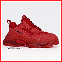 Кроссовки женские Balenciaga Triple S Clear Sole red / Баленсиага Трипл С красные