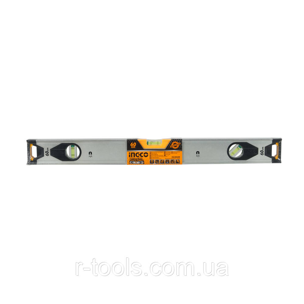 Рівень 60 см 3 капсули алюмінієва рамка 1.5 мм з магнітами INGCO INDUSTRIAL HSL38060M
