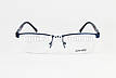 Напівобідкова темно-синя металева оправа для окулярів для зору із пластиковими дужками на флексах, фото 3