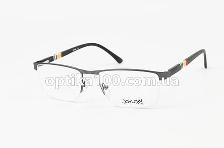 Напівобідкова сіра металева оправа для окулярів для зору із пластиковими дужками на флексах, фото 2
