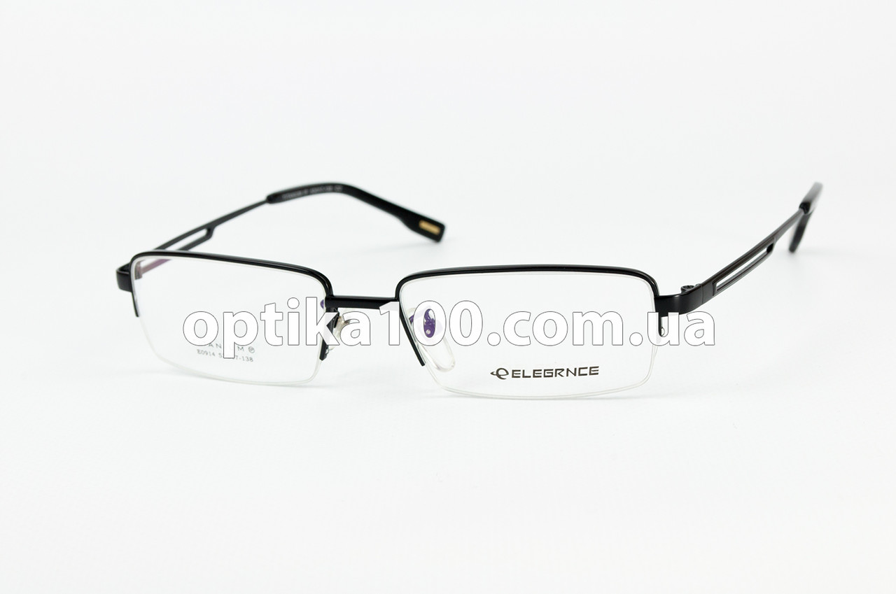 Титанова легка напівобідкова оправа для окулярів для зору. Чорна. Elegance 0914