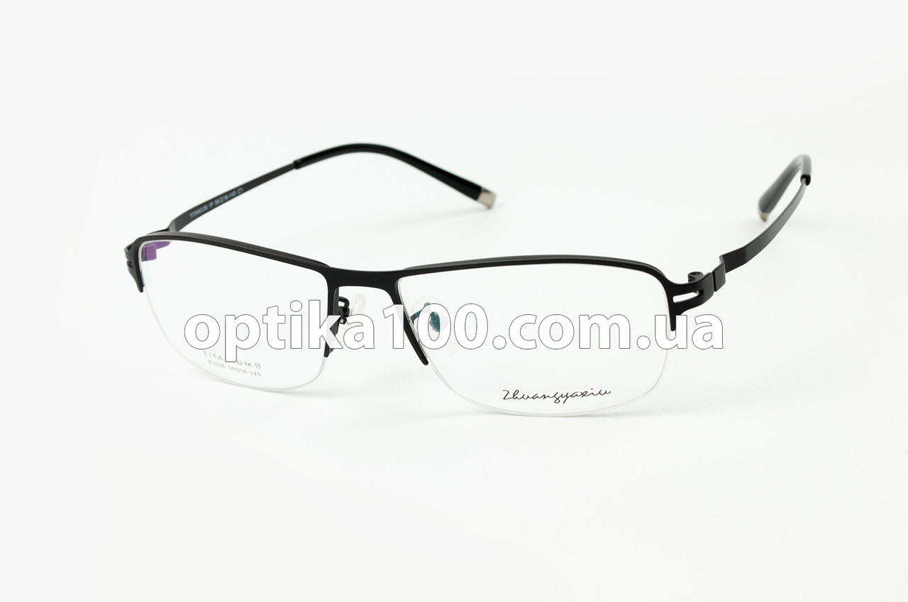 Титанова легка напівобідкова оправа для окулярів для зору з гнучкими дужками. Чорна