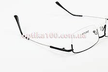 Металева легка напівобідкова оправа для окулярів для зору з гнучкими титановими дужками. Чорна, фото 3