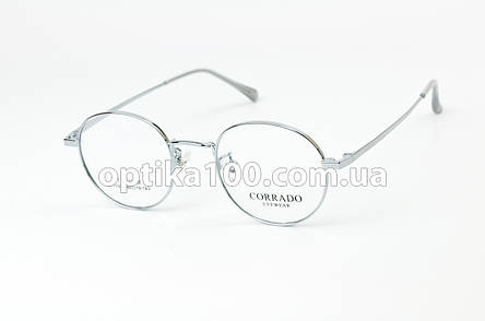 Титанова кругла металева оправа для окулярів для зору на невелике обличчя. Срібляста, фото 2
